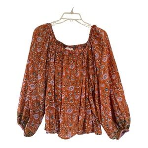Cleobella Orange Floral Blouse